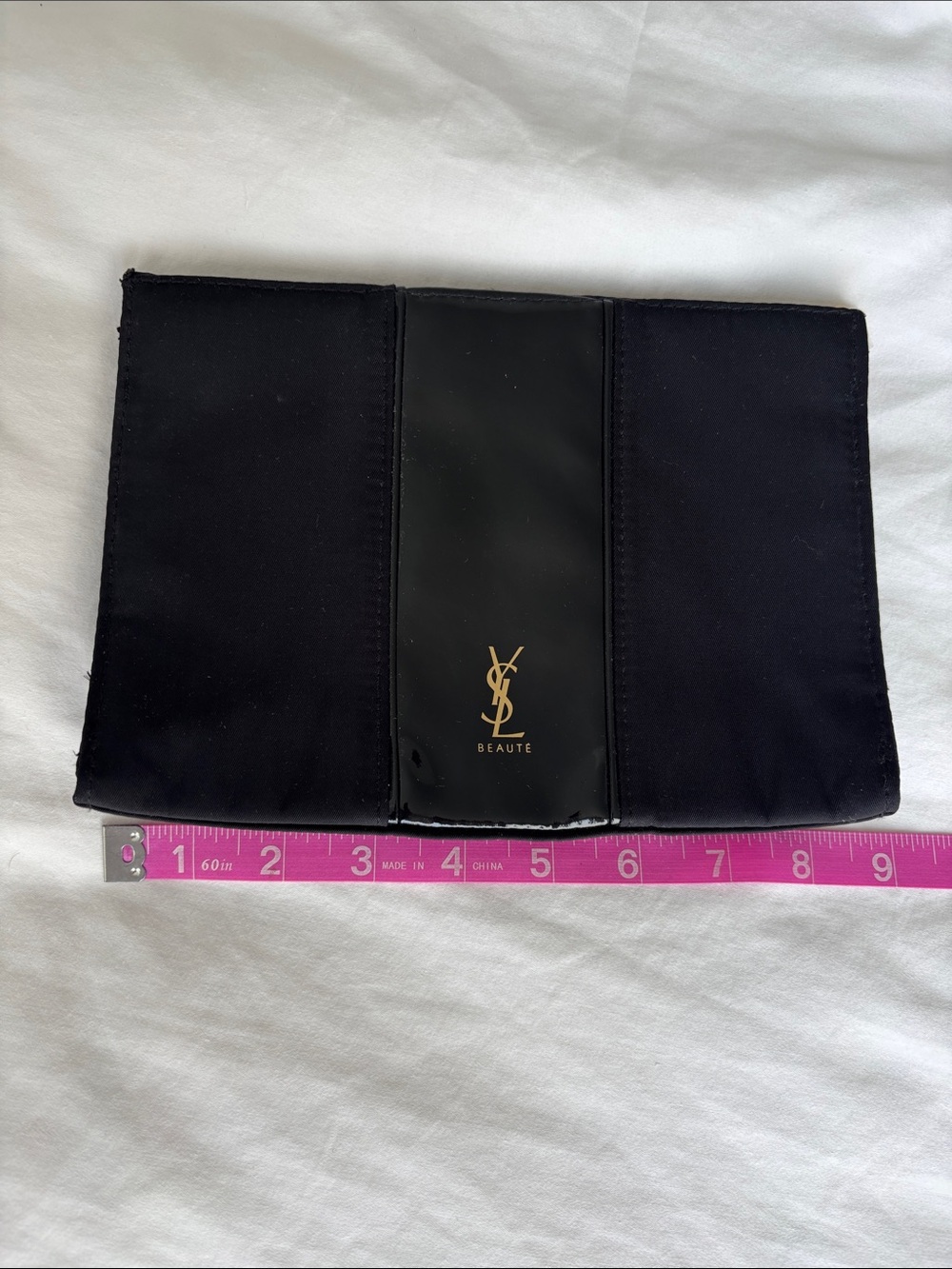 Yves Saint Laurent Black with Gold Logo Toiletry Pouch NWOT